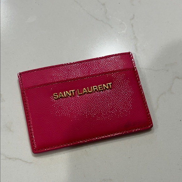 Saint Laurent Fuchsia Card Holder with Gold Accents - Picture 1 of 6